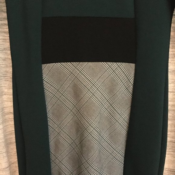 Made in Italy 3/4 Sleeve Plaid Colourblock Shift Dress - Picture 4 of 16